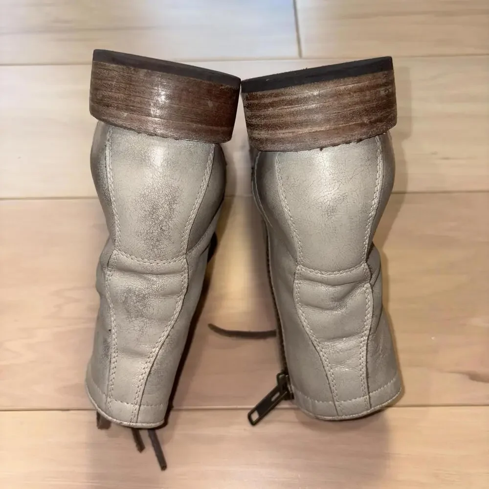 Freebird by Steven Womens Manchester Leather Combat Boots Taupe Distressed 8 - Picture 6 of 8